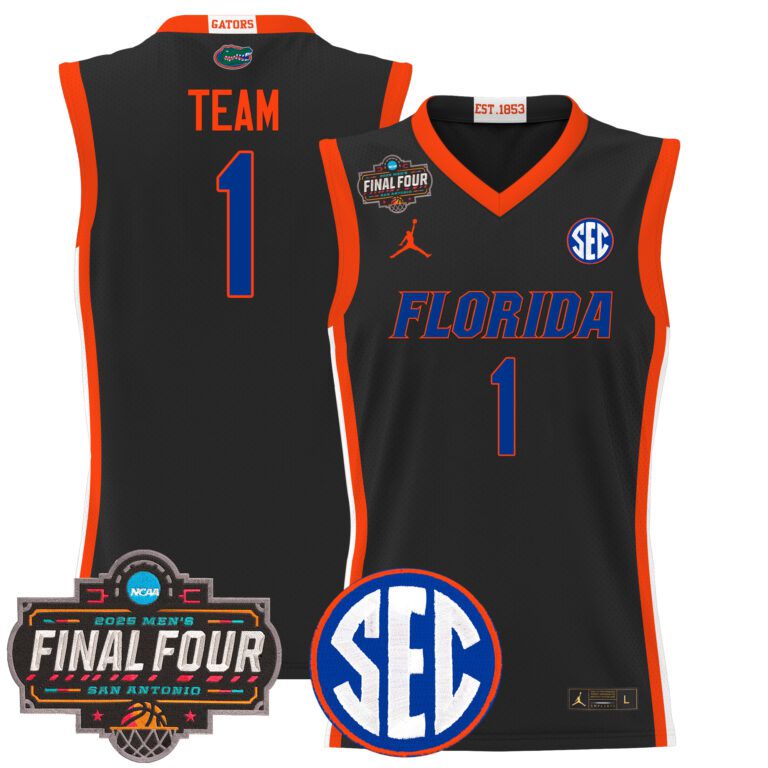 Men Florida Gators #1 Team black 2025 Final Four Patch NCAA Jersey